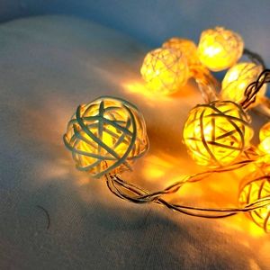 10 Strands Wicker Faerie Lights in Warm Yellow